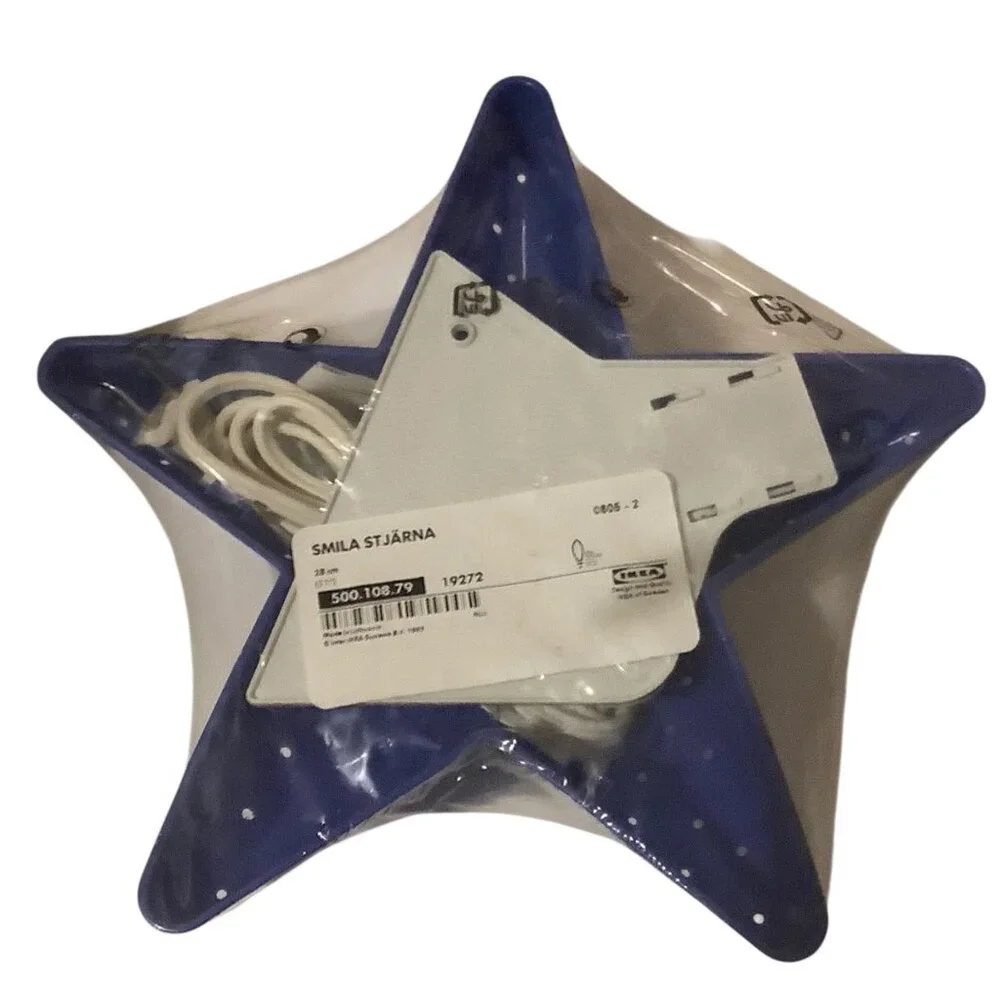 Ikea Smila Stjärna Star-Shaped Wall Lamp 28 Cm Blue Plastic Childrens Room Light